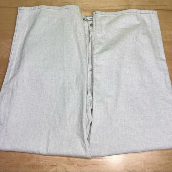 ZARA cotton/linen neutral flare high waist pants size M NWT - Picture 5 of 8
